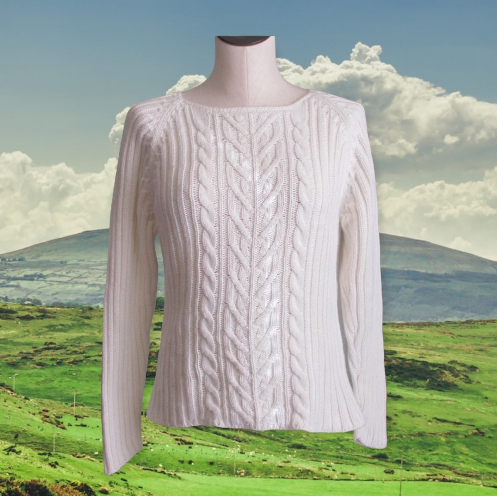 White Cable Knit Sweater